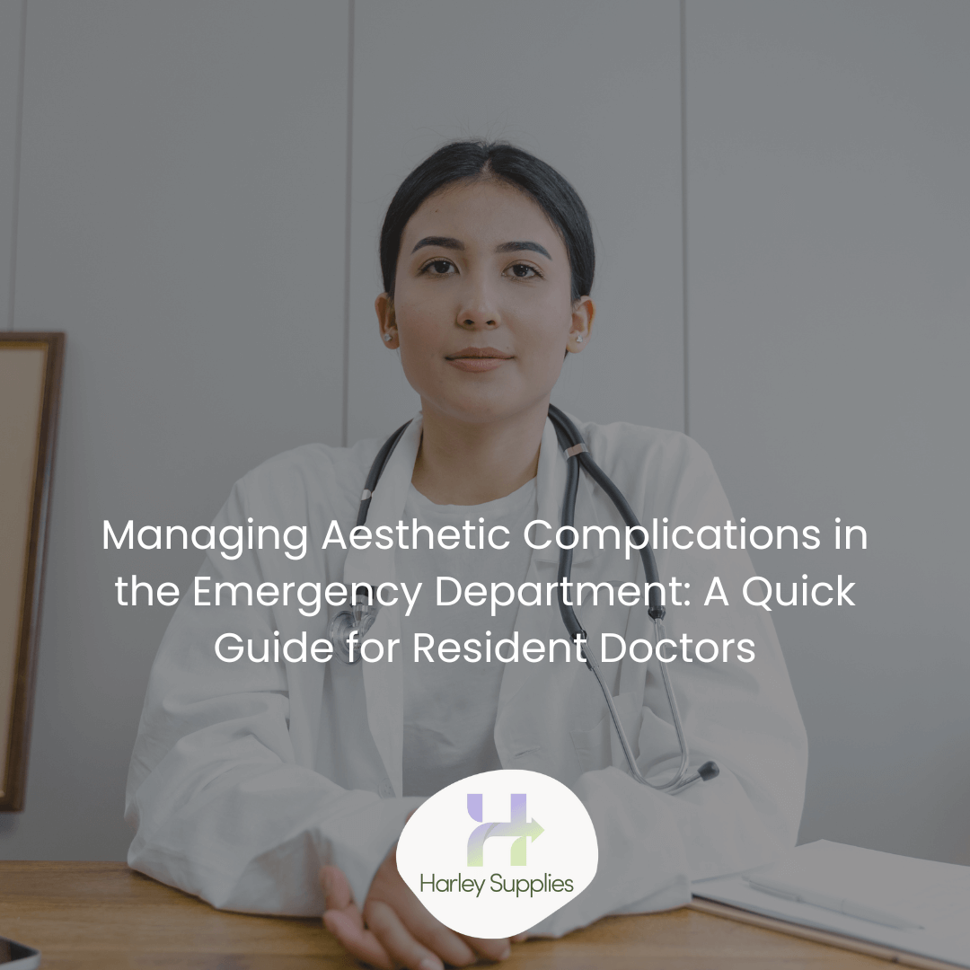 Resident doctor reviewing aesthetic complications guide – emergency preparedness in clinic