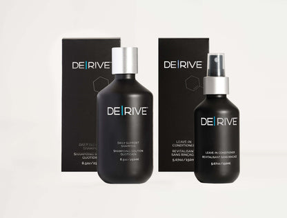 DE|RIVE Hair Support System on plain background – non-invasive scalp treatment product